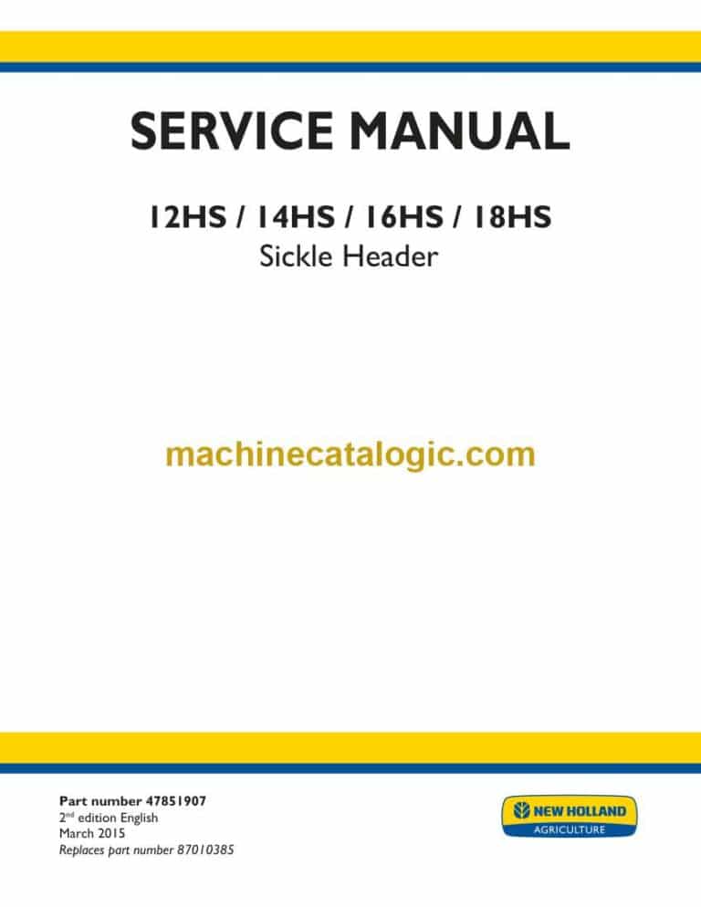 New Holland 12HS, 14HS, 16HS, 18HS Sickle Header Service Manual