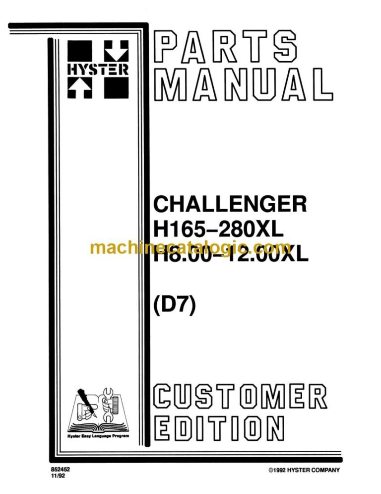 Hyster H165-280XL, H8.00, H12.00XL (D7) Forklift Parts Manual