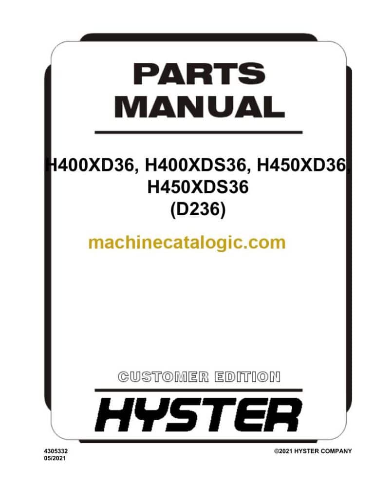 Hyster H400XD36, H400XDS36, H450XD36, H450XDS36 (D236) Forklift Parts Manual