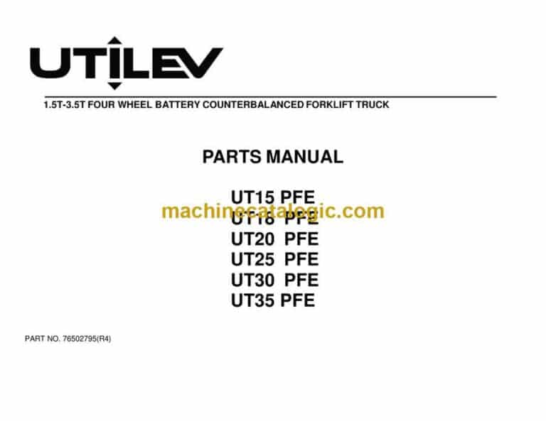 Utilev UT15 PFE, UT18 PFE, UT20 PFE, UT25 PFE, UT30 PFE, UT35 PFE Forklift Parts Manual