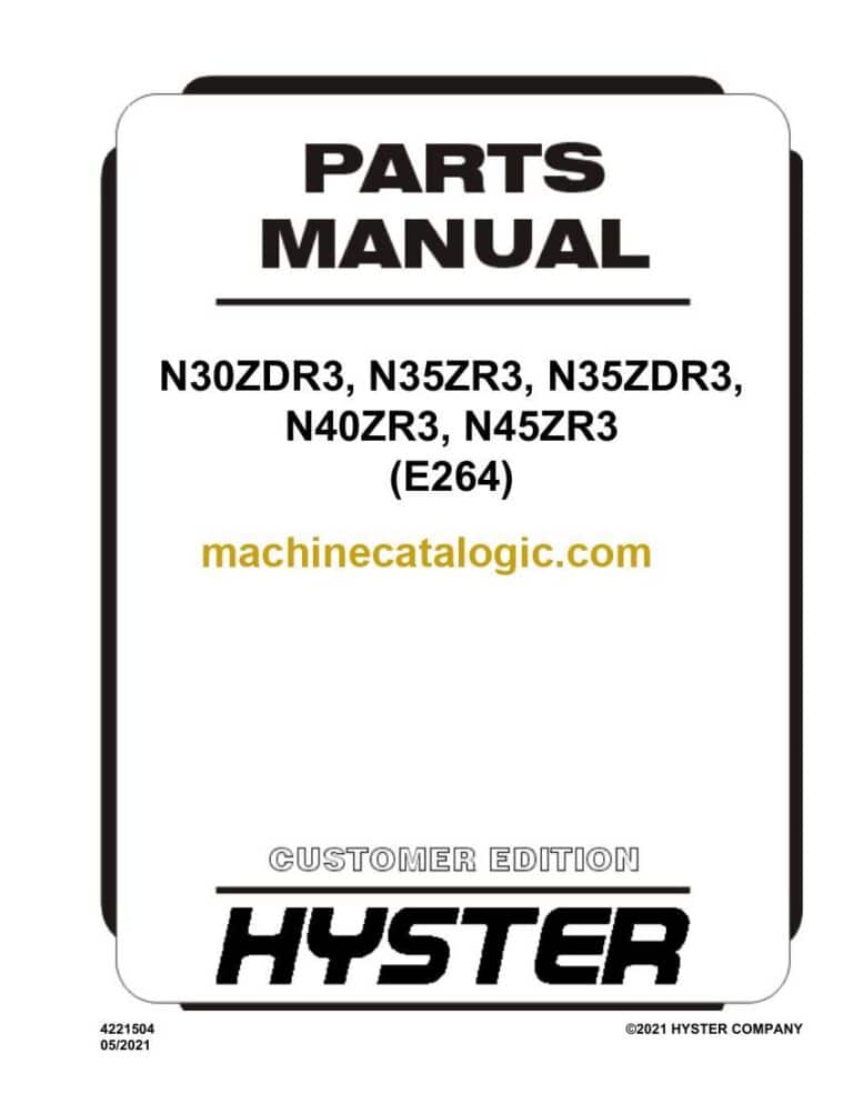 Hyster N30ZDR3, N35ZR3, N35ZDR3, N40ZR3, N45ZR3 (E264) Forklift Parts Manual