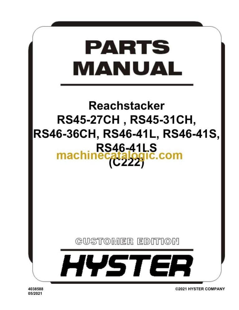 Hyster RS45-27CH , RS45-31CH, RS46-36CH, RS46-41L, RS46-41S, RS46-41LS (C222) Forklift Parts Manual