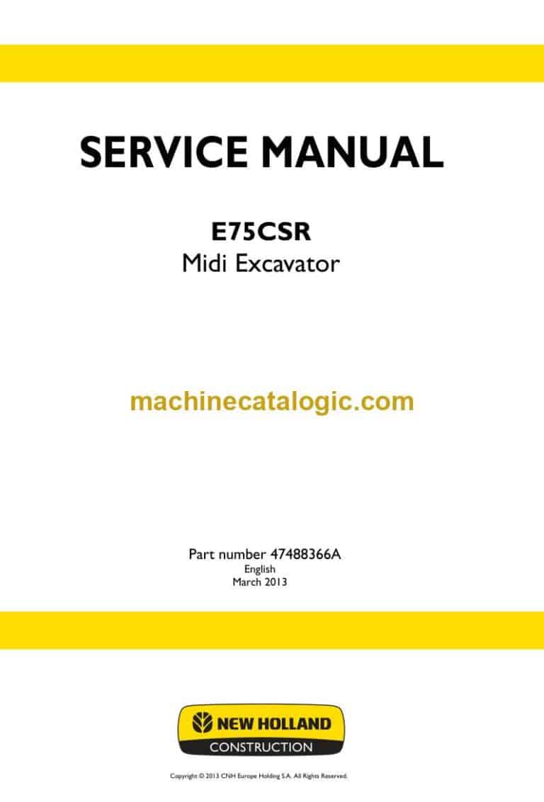 New Holland E75CSR Midi Excavator Service Manual (47488366A)