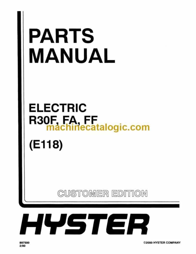Hyster R30F, R30FA, R30FF (E118) Forklift Parts Manual