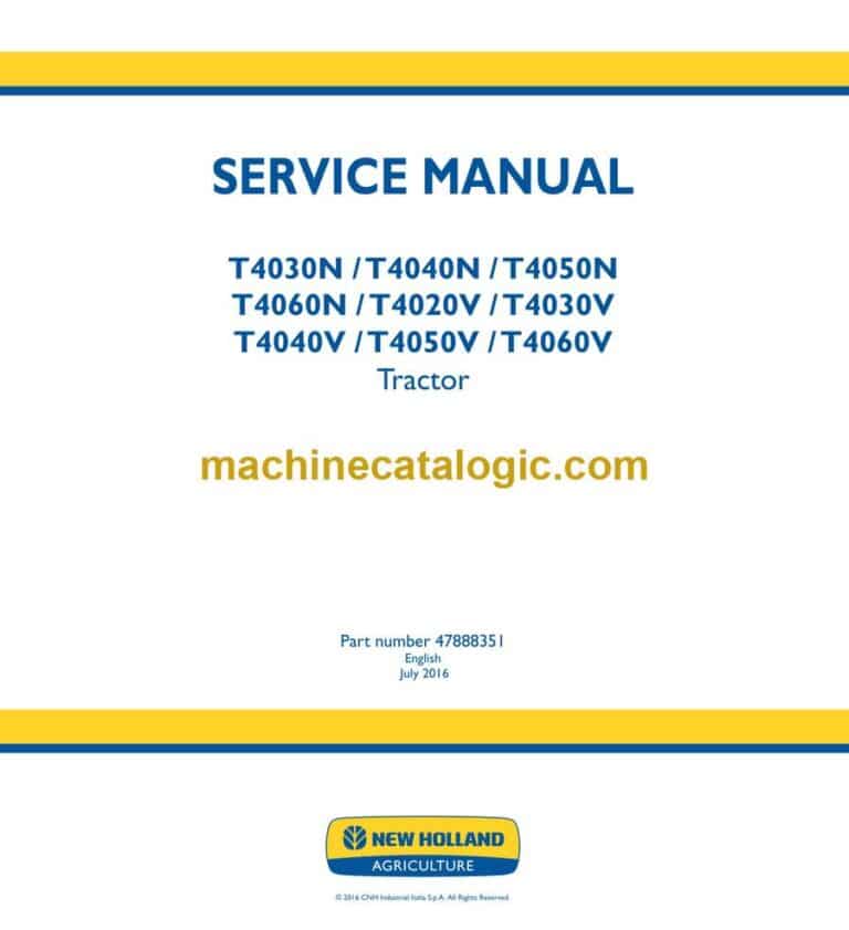 New Holland T4030N, T4040N, T4050N, T4060N, T4020V, T4030V, T4040V, T4050V, T4060V Tractor Service Manual (47888351)