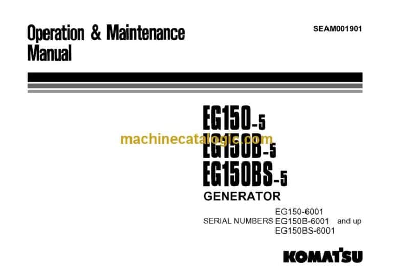 Komatsu EG150-5, EG150B-5, EG150BS-5 Generator Operation and Maintenance Manual (SEAM001901)