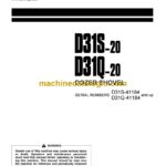 Komatsu D31S-20, D31Q-20 Bulldozer Operation and Maintenance Manual (SEAM015500)