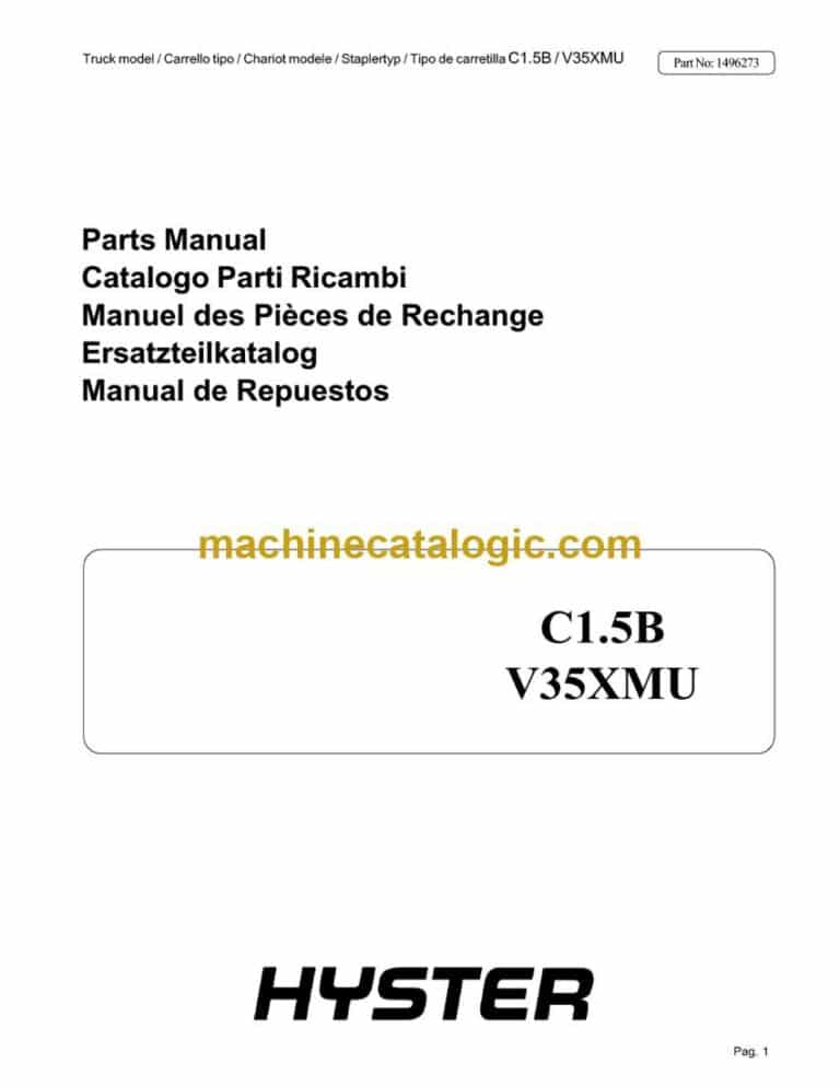 Hyster C1.5B V35XMU Forklift Parts Manual
