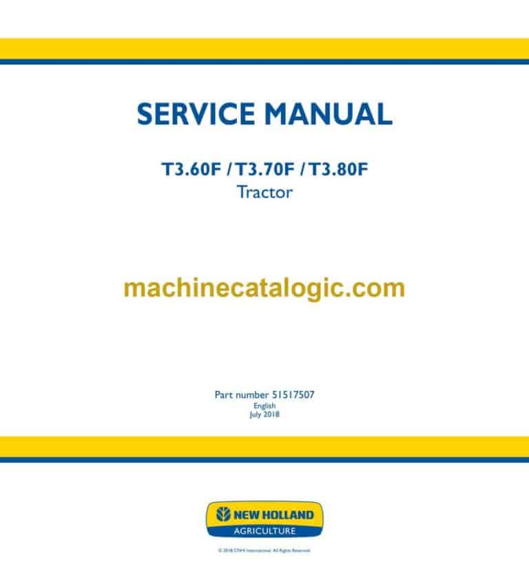New Holland T3.60F, T3.70F, T3.80F Tractor Service Manual (51517507)