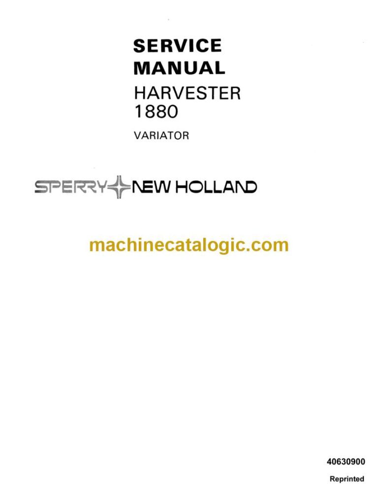 New Holland 1880 Harvester Variator Service Manual (40630900)