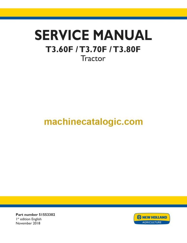 New Holland T3.60F, T3.70F, T3.80F Tractor Service Manual (51553302)