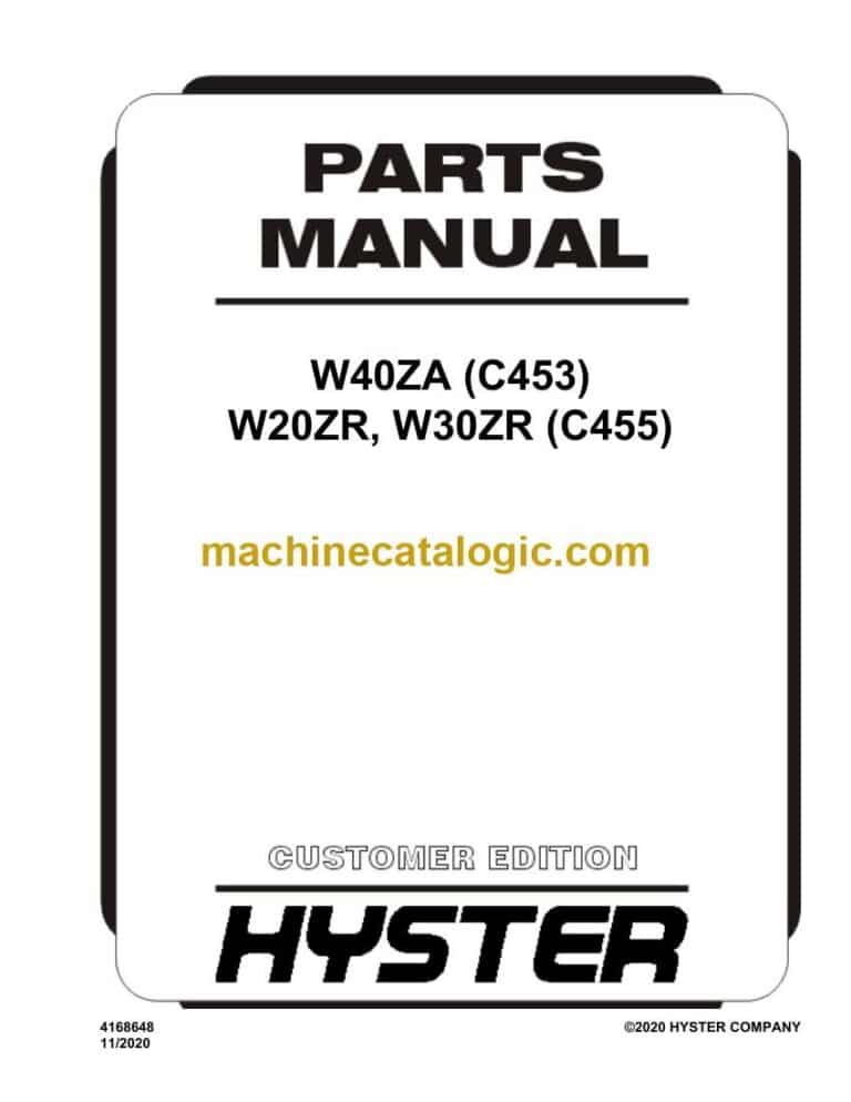 Hyster W40ZA (C453) W20ZR, W30ZR (C455) Forklift Parts Manual