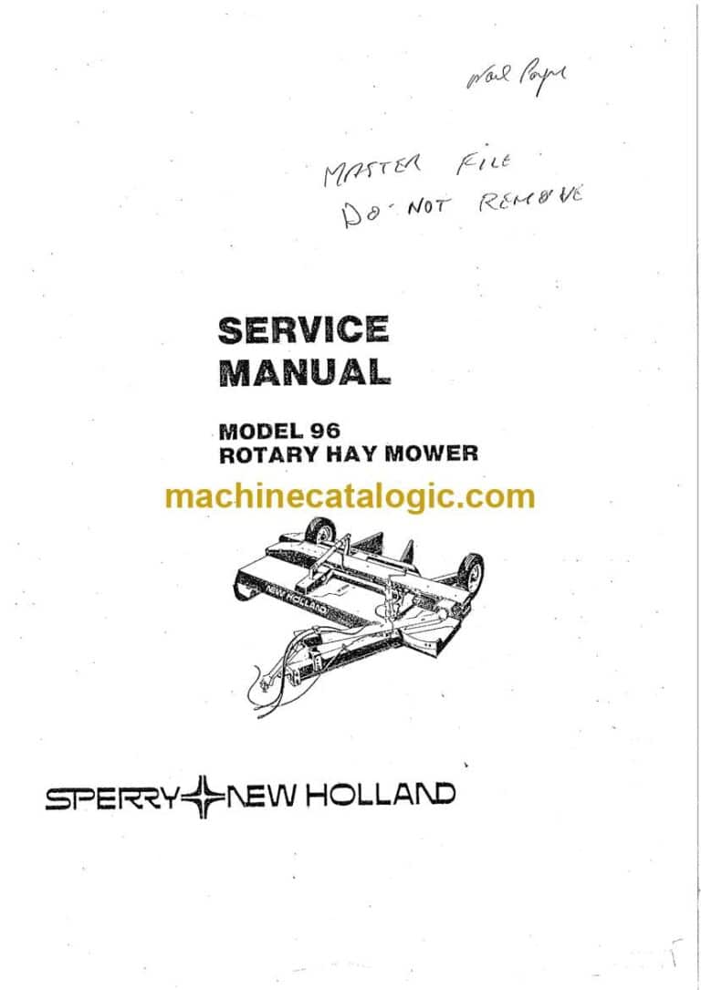 New Holland Model 96 Rotary Hay Mower Service Manual (NH96SVC)