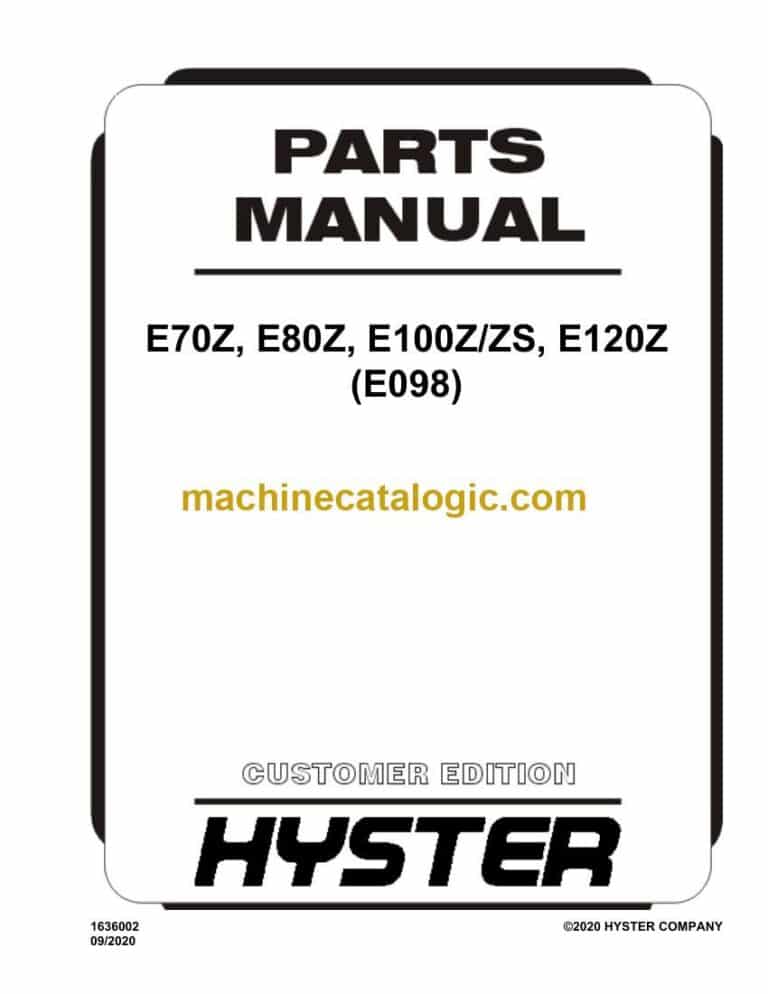 Hyster E70Z, E80Z, E100Z, E100ZS, E120Z (E098) Forklift Parts Manual