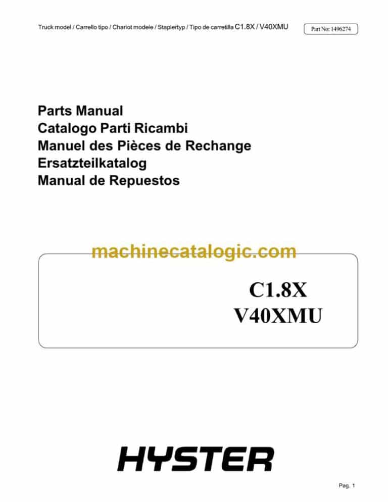 Hyster C1.8X, V40XMU Forklift Parts Manual