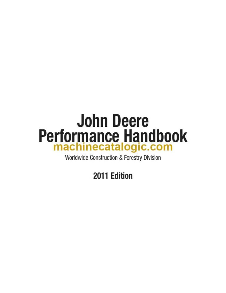 John Deere 2011 Performance Handbook