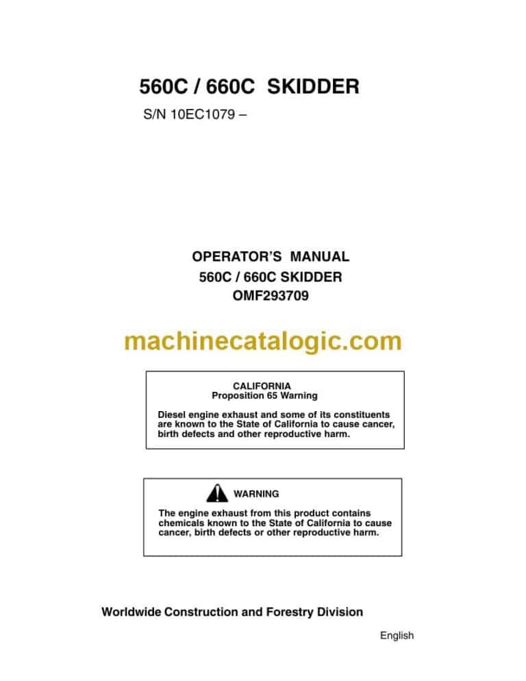 Timberjack 560C, 660C Skidder Operator Manual (OMF293709)