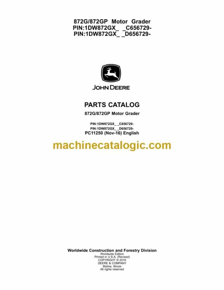 John Deere 770G, 770GP, 772G, and 772GP Motor Grader Operation and Test Technical Manual