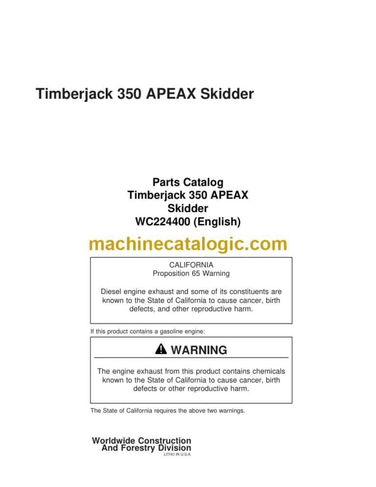 Timberjack 350 APEAX Skidder Parts Catalog (WC224400)