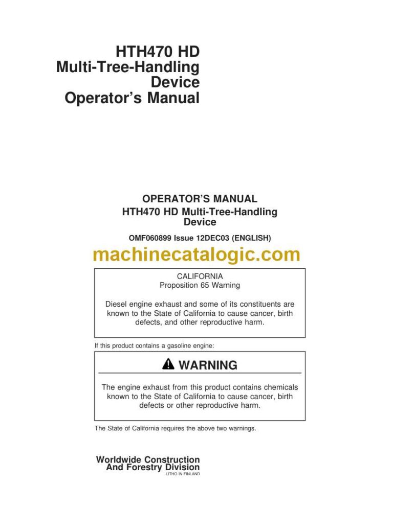 John Deere HTH470 HD Multi-Tree-Handling Device Operator Manual (OMF060899)