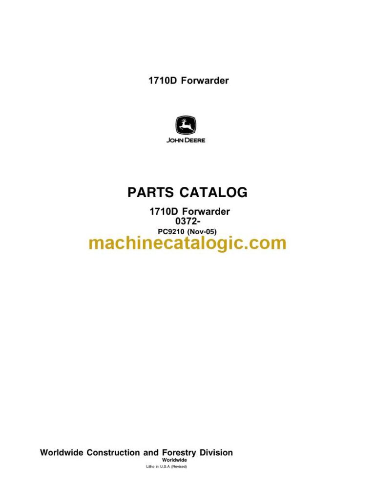 John Deere 1710D Forwarder Parts Catalog (PC9210)