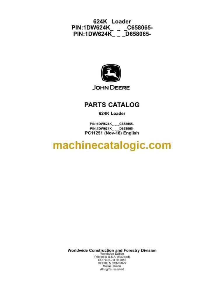 John Deere 770G, 770GP Motor Grader Parts Catalog (PC11247)