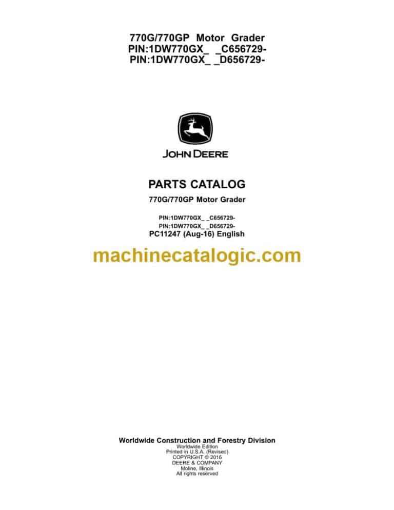 John Deere 323E Compact Track Loader Parts Catalog (PC11231)