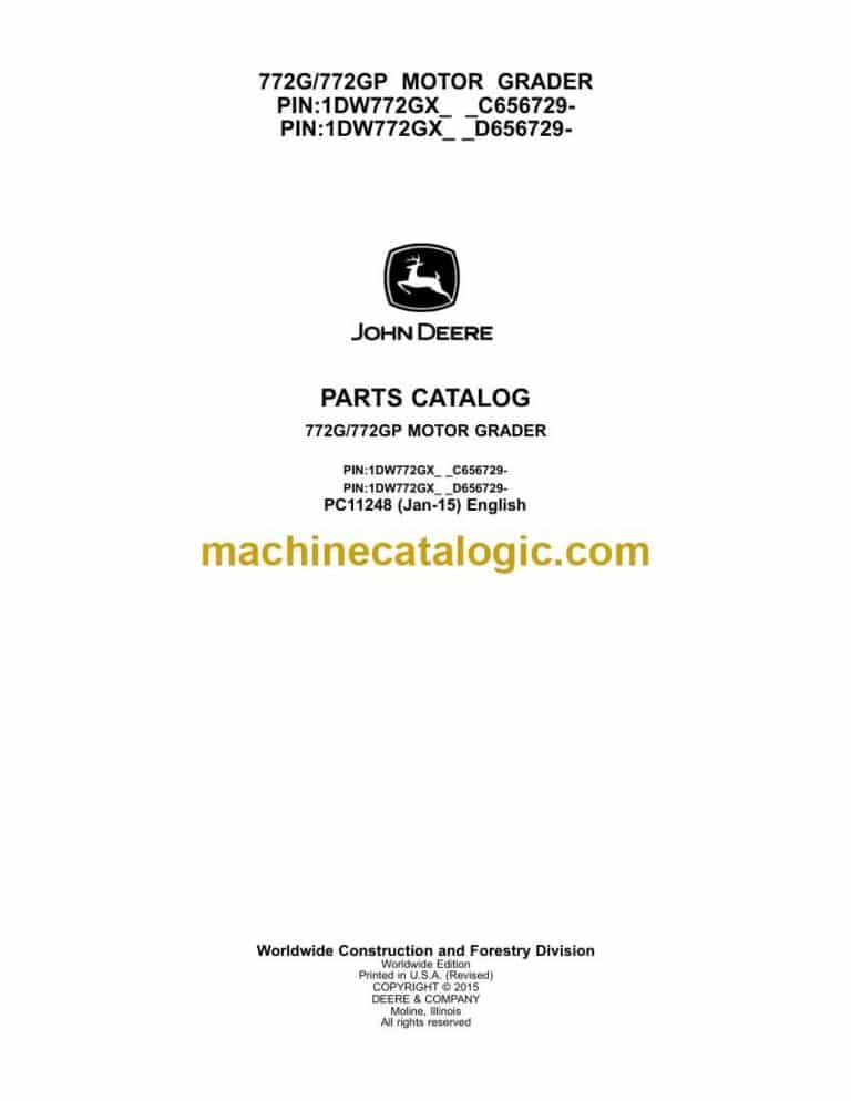 John Deere 772G, 772GP Motor Grader Parts Catalog (PC11341)