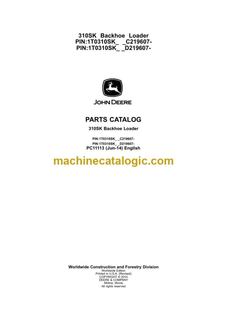 John Deere 310SK Backhoe Loader Parts Catalog (PC11113)