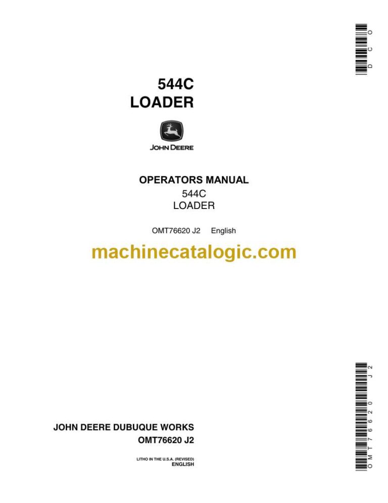 John Deere 544C Loader Operators Manual (OMT76620)