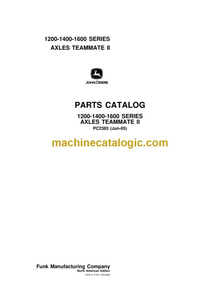 John Deere 1200, 1400, 1600 Series Axles Teammate 2 Parts Catalog (PC2383)