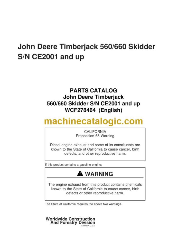 John Deere 560, 660 Skidder Parts Catalog (WCF278464)