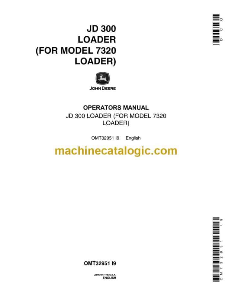 John Deere JD300 Loader Operator Manual (OMT32951)