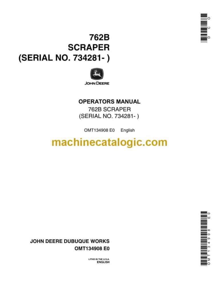 John Deere 762B Scraper Operators Manual (OMT134908)