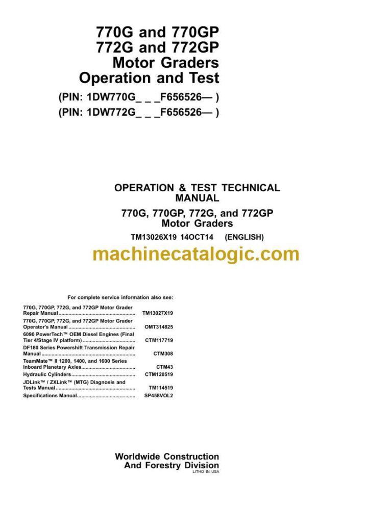 John Deere 903K Tracked Feller Buncher Parts Catalog (PC10146)