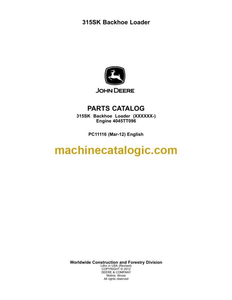 John Deere 315SK Backhoe Loader Parts Catalog (PC11116)