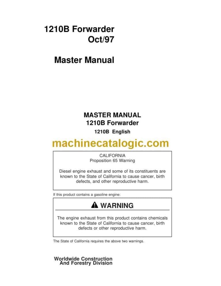 John Deere 1210B Forwarder Master Manual