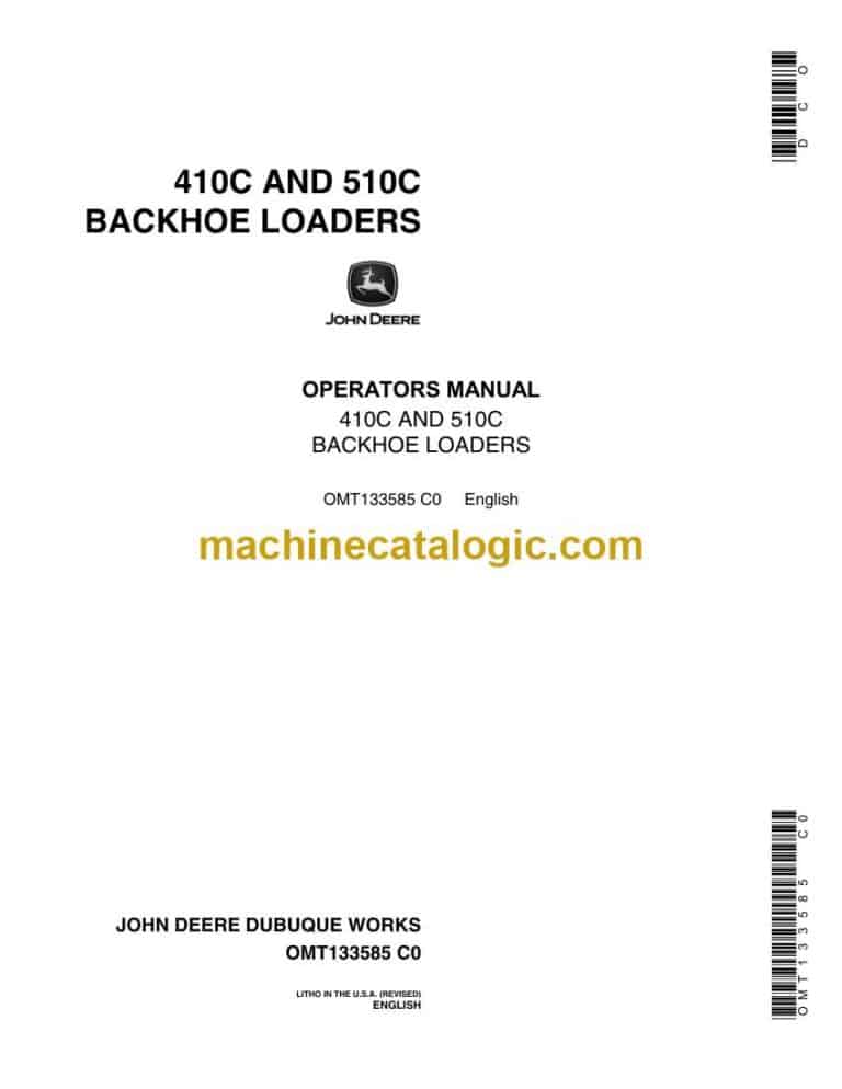 John Deere 410C, 510C Backhoe Loader Operators Manual (OMT133585)