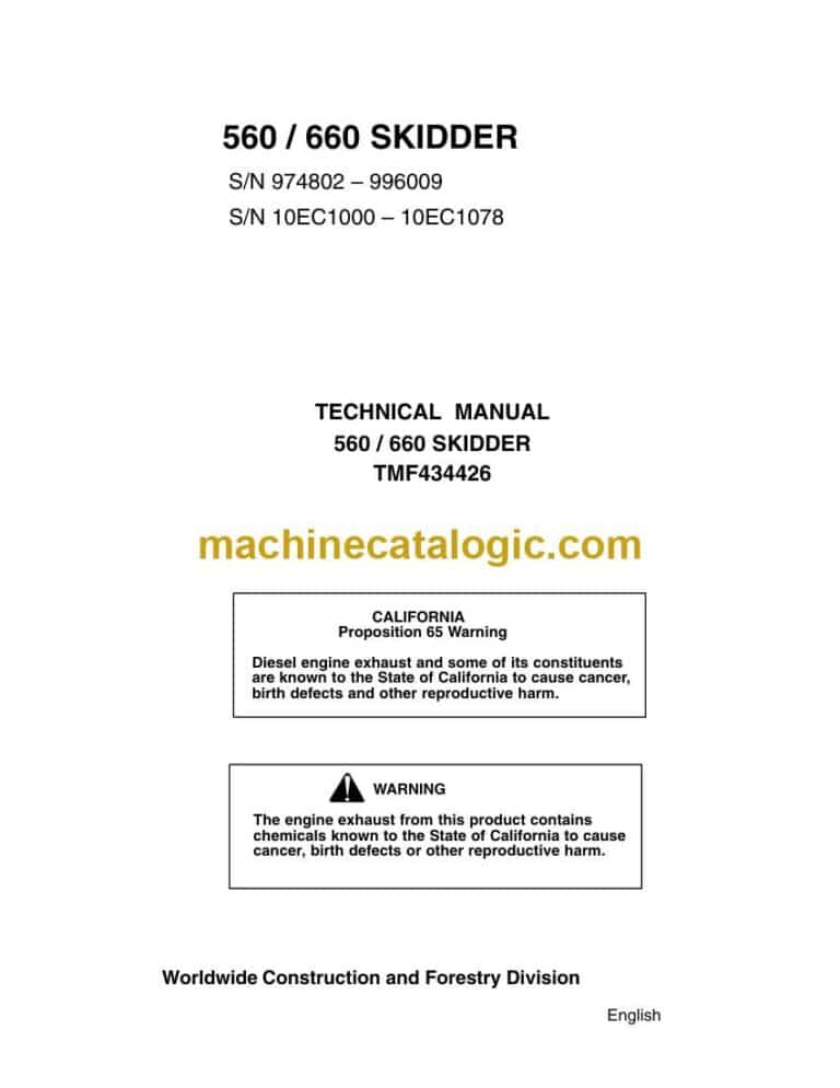 John Deere 560, 660 Skidder Technical Manual (TMF434426)