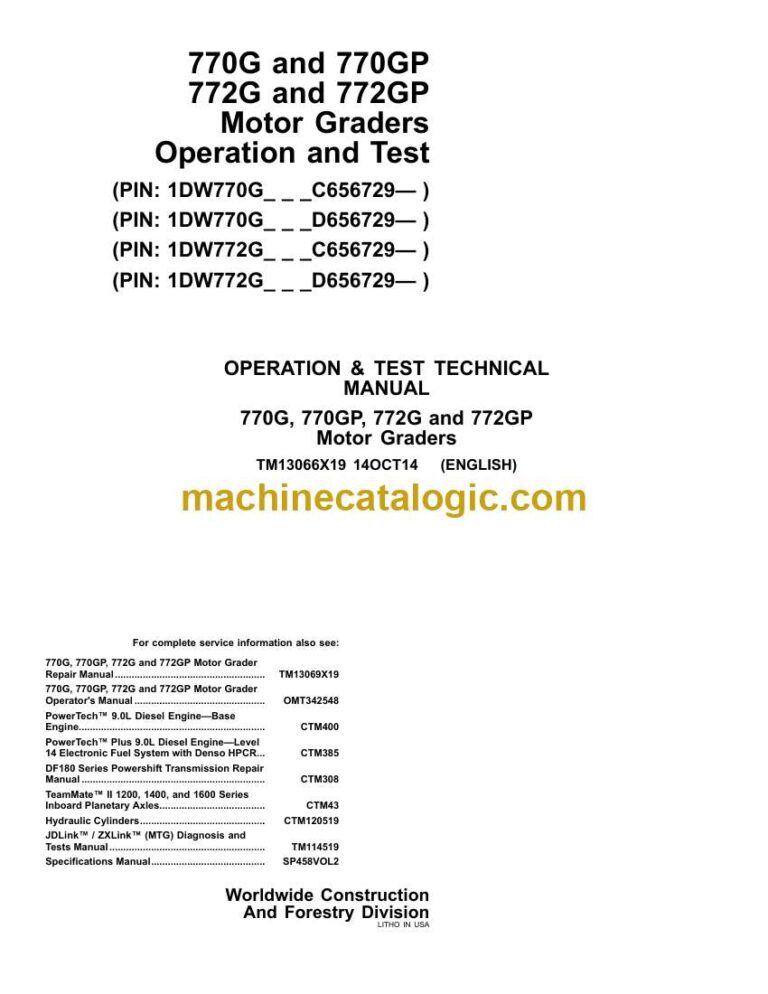 John Deere 859MH Tracked Harvester Parts Catalog (PC11286)