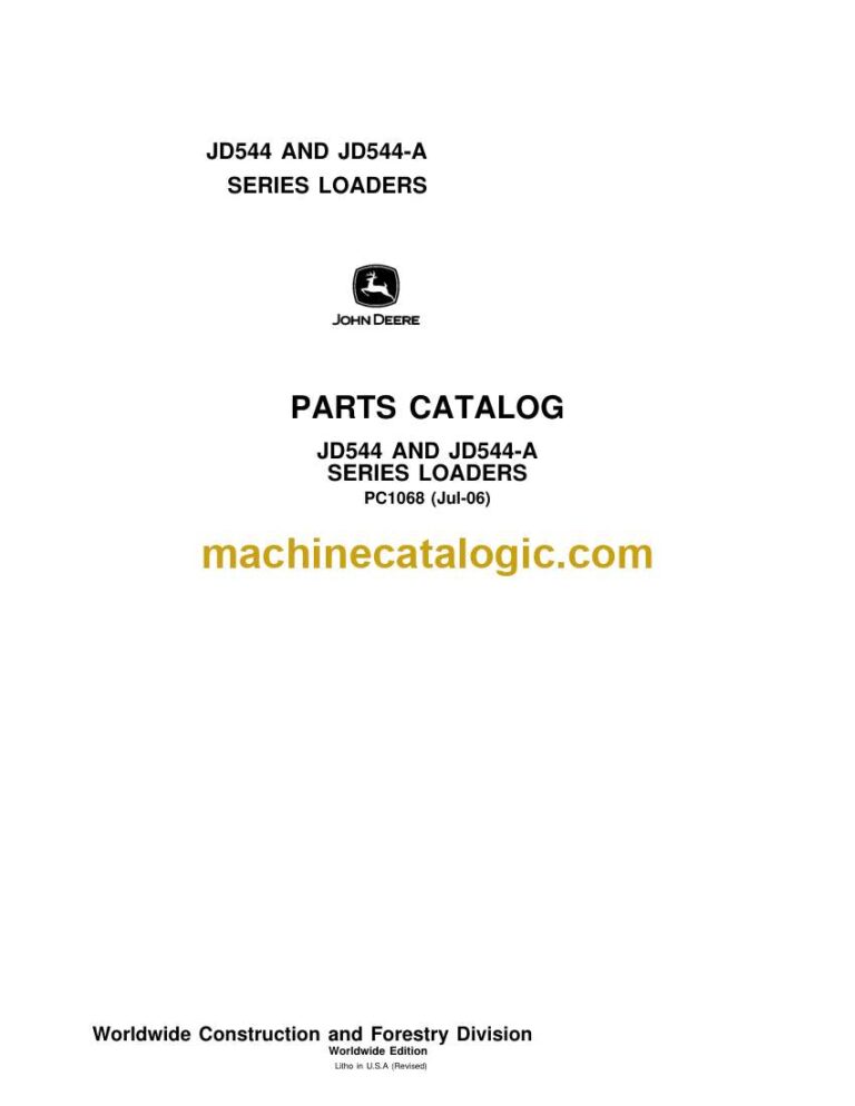 John Deere JD544 and JD544A Series Loaders Parts Catalog (PC1068)