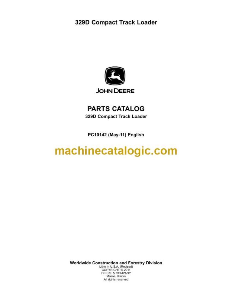 John Deere 329D Compact Track Loader Parts Catalog (PC10142)