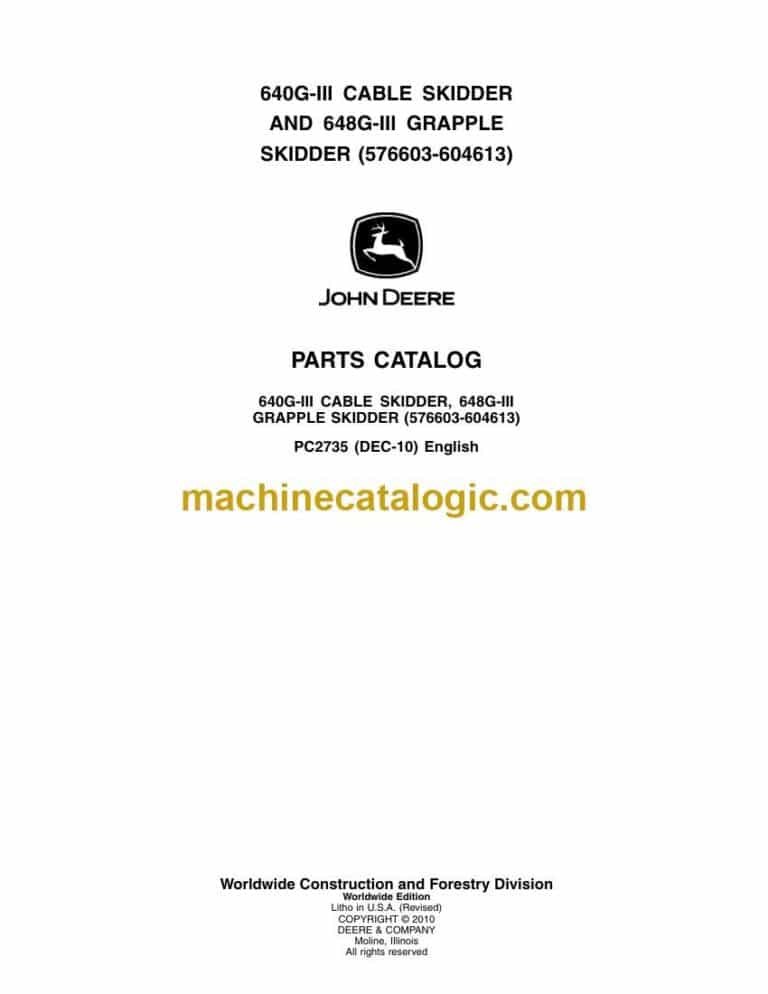 John Deere 640G-III Cable Skidder, 648G-III Grapple Skidder Parts Catalog (PC2735)