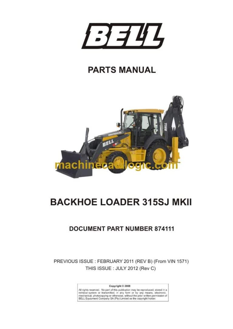 Bell 315SJ MKII Backhoe Loader Parts Manual (874111)