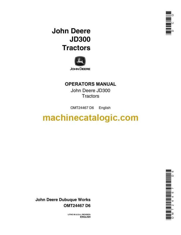 John Deere JD300 Tractors Operator Manual (OMT24467)