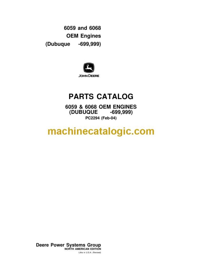 John Deere 6059, 6068 Oem Engines Parts Catalog (PC2294)
