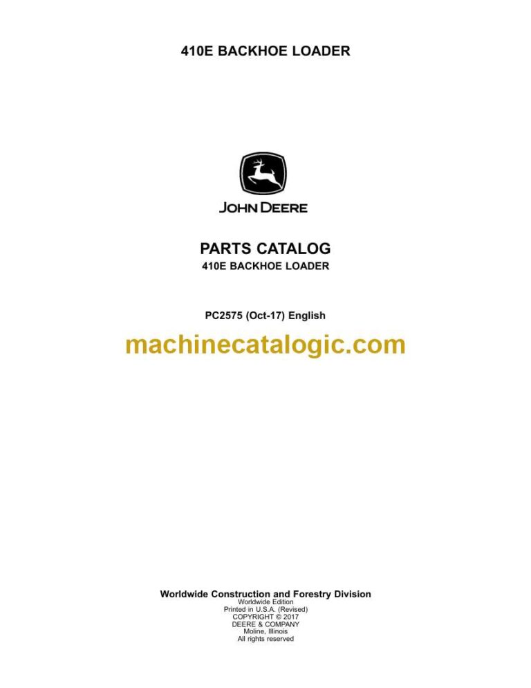 John Deere 410E Backhoe Loader Parts Catalog (PC2575)