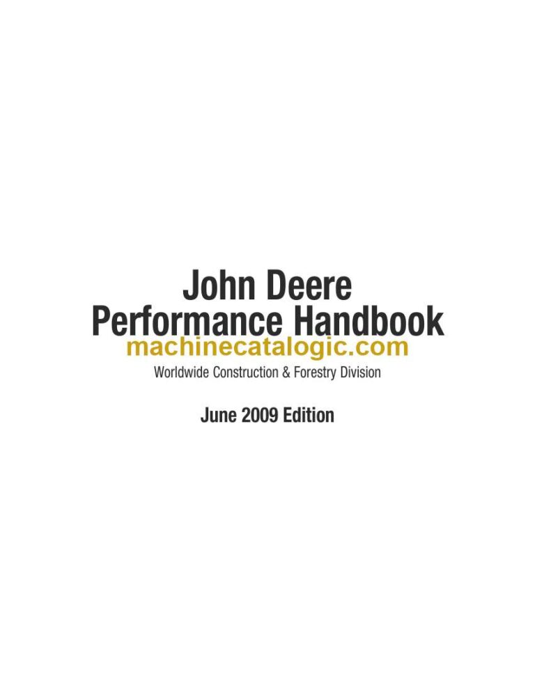 John Deere 2009 Performance Handbook
