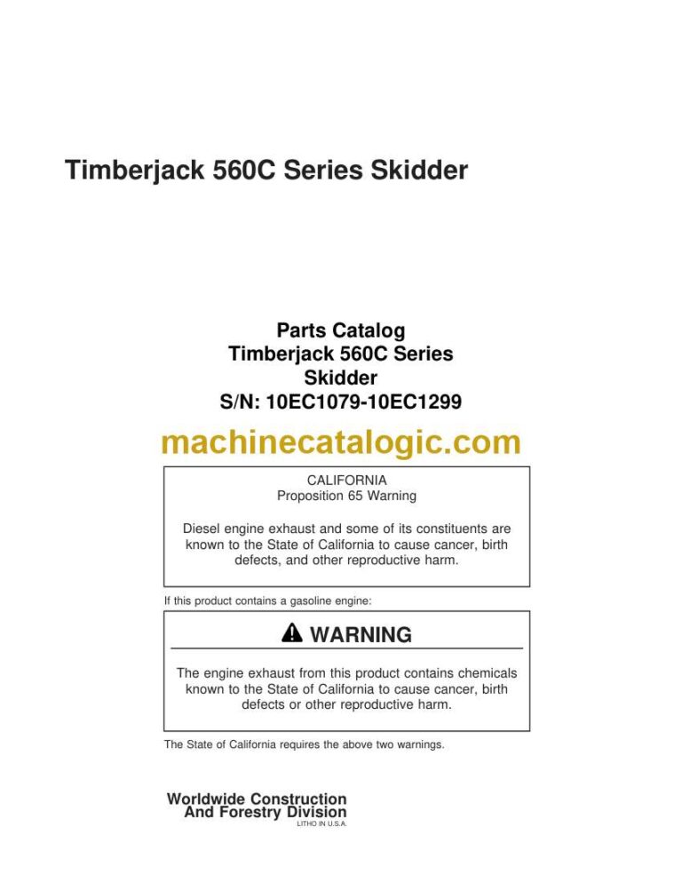 Timberjack 560C Series Skidder Parts Catalog (WCF295260)