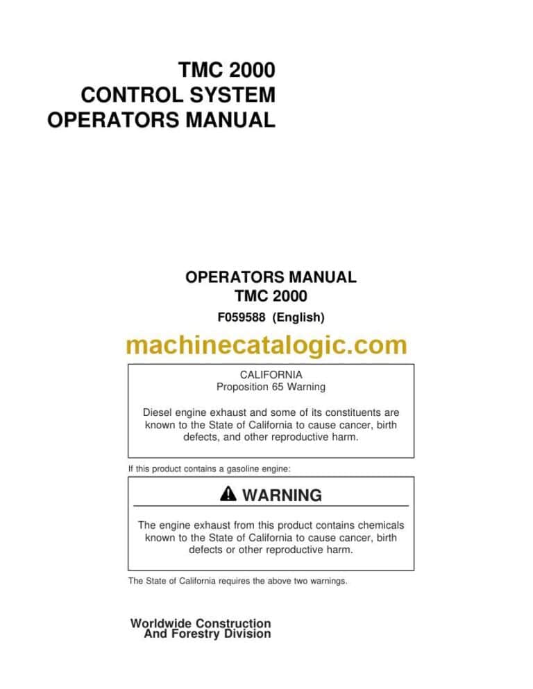 Timberjack TMC2000 Control System Operators Manual (F059588)